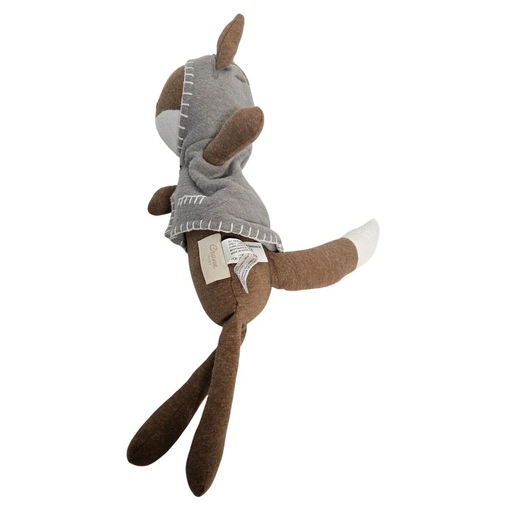 Crane Baby Frankie Fox Plush Kids Brown Grey Hooded Vest Knit Stuffed Animal‎